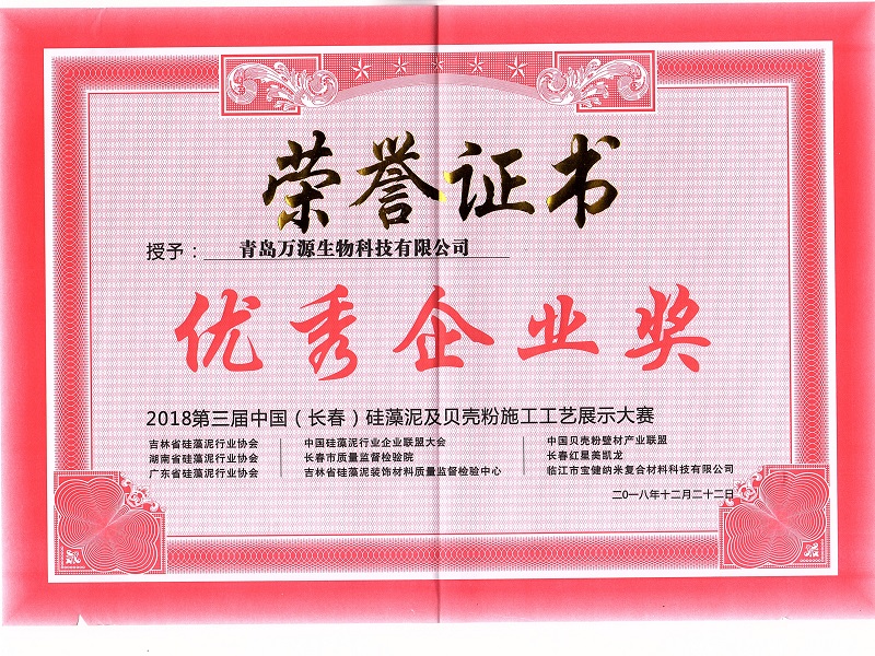 硅藻泥及贝壳粉施工工艺展示大赛优秀企业奖
