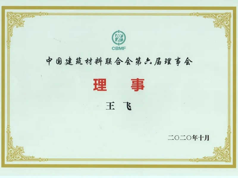 中国建筑材料联合会授予公司董事长王飞
